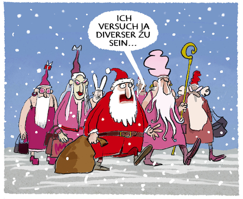 Cartoon: Santa Claus... (medium) by markus-grolik tagged diversiversität,divers,nikolaus,alter,weißer,mann,feiertag,weihnachtsmann,fashion,statement,style,mode,frau,geschlecht,lgbtq,queer,tradition,trend,xmas,diversiversität,divers,nikolaus,alter,weißer,mann,feiertag,weihnachtsmann,fashion,statement,style,mode,frau,geschlecht,lgbtq,queer,tradition,trend,xmas