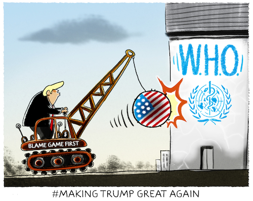Cartoon: Scapegoating.... (medium) by markus-grolik tagged trump,corona,who,suendenbock,usa,krise,gesundheit,pandemie,trump,corona,who,suendenbock,usa,krise,gesundheit,pandemie