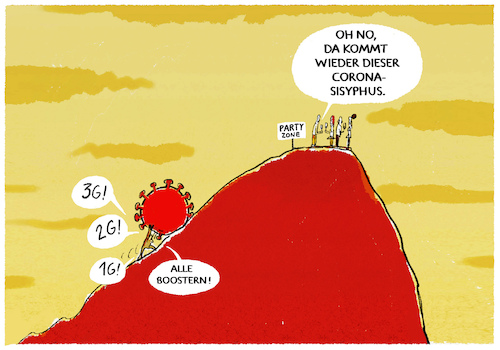 Cartoon: Sisyphusarbeit... (medium) by markus-grolik tagged sisyphus,pandemie,corona,delta,virus,deutschland,impfung,impuefzentren,impfquote,boostern,2g,3g,sisyphus,pandemie,corona,delta,virus,deutschland,impfung,impuefzentren,impfquote,boostern,2g,3g