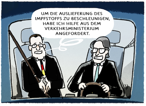 Cartoon: Spahn beschleunigt (medium) by markus-grolik tagged corona,pandemie,bestellungen,impfungen,autofahrt,spahn,scheuer,beschleunigung,impfstoff,beschaffung,impfung,corona,pandemie,bestellungen,impfungen,autofahrt,spahn,scheuer,beschleunigung,impfstoff,beschaffung,impfung