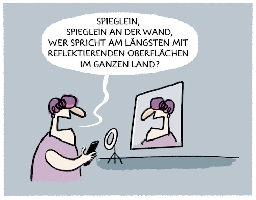 Cartoon: Spieglein Spieglein (medium) by markus-grolik tagged spieglein,maerchen,influencer,selfie,eitelkeit,narzissmus,oberfläche,schneewittchen,spieglein,maerchen,influencer,selfie,eitelkeit,narzissmus,oberfläche,schneewittchen