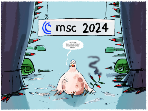 Cartoon: Start der MSC (medium) by markus-grolik tagged muenchner,sicherheitskonferenz,msc,2024,krieg,frieden,deutschland,china,usa,russland,nato,ukraine,gaza,muenchen,europa,atomwaffen,muenchner,sicherheitskonferenz,msc,2024,krieg,frieden,deutschland,china,usa,russland,nato,ukraine,gaza,muenchen,europa,atomwaffen