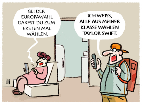 Cartoon: Swifties... (medium) by markus-grolik tagged europa,taylor,swift,fans,europawahl,wahlalter,wahlen,wahlverhalten,genrationn,eltern,kinder,familie,schule,jungwaehler,parteien,demokratie,abstimmung,europa,taylor,swift,fans,europawahl,wahlalter,wahlen,wahlverhalten,genrationn,eltern,kinder,familie,schule,jungwaehler,parteien,demokratie,abstimmung