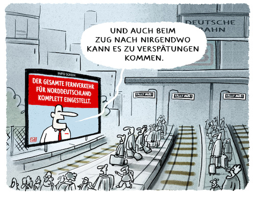 Cartoon: Totalausfall bei der Bahn... (medium) by markus-grolik tagged totalausfall,deutsche,bahn,funkstoerung,fernverkehr,bahnverkehr,norddeutschland,bahnkunden,zugreisende,totalausfall,deutsche,bahn,funkstoerung,fernverkehr,bahnverkehr,norddeutschland,bahnkunden,zugreisende