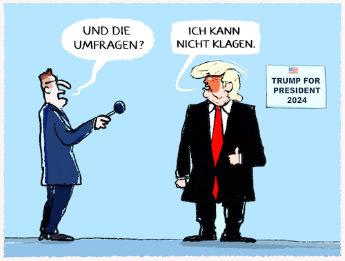 Cartoon: Trump liegt weiter vorn... (medium) by markus-grolik tagged trump,klagen,gericht,anklage,usa,umfragen,kandidatur,republikaner,trump,klagen,gericht,anklage,usa,umfragen,kandidatur,republikaner