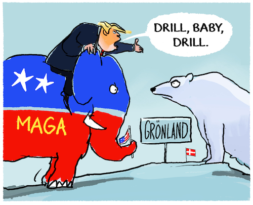 Cartoon: Trump und Grönland... (medium) by markus-grolik tagged trump,usa,grönland,rohstoffe,maga,trump,usa,grönland,rohstoffe,maga