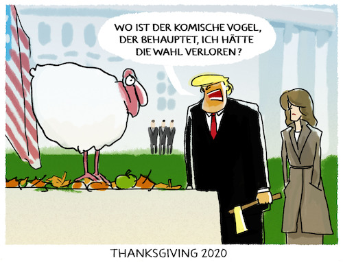 Cartoon: Truthahntraditionen... (medium) by markus-grolik tagged usa,us,truthh,thanksgiving,trump,donald,biden,weisses,haus,präsident,melania,traditionen,usa,us,truthh,thanksgiving,trump,donald,biden,weisses,haus,präsident,melania,traditionen