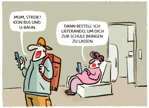 Cartoon: Verdi-Streik.. (medium) by markus-grolik tagged verdi,streik,bus,bahn,ubahn,schulweg,lieferando,lieferservice,fahrradkurier,schule,schueler,kinder,alltag,familie,arbeitsweg,lieferdienste,inflation,lohnausgleich,verdi,streik,bus,bahn,ubahn,schulweg,lieferando,lieferservice,fahrradkurier,schule,schueler,kinder,alltag,familie,arbeitsweg,lieferdienste,inflation,lohnausgleich