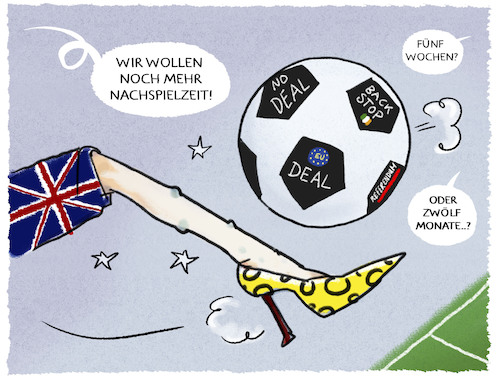 Cartoon: ...Verlängerung... (medium) by markus-grolik tagged unterhaus,abstimmung,brexit,ruecktrittsforderung,theresa,may,minister,london,eu,europa,england,kabinett,alternativen,deal,nordirland,backstop,unterhaus,abstimmung,brexit,ruecktrittsforderung,theresa,may,minister,london,eu,europa,england,kabinett,alternativen,deal,nordirland,backstop