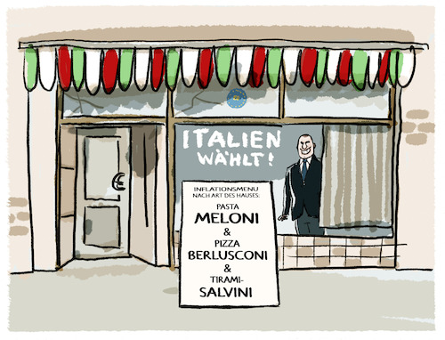 Cartoon: Vor der Wahl... (medium) by markus-grolik tagged italien,wahl,berlusconi,rechtsruck,meloni,fratelli,italia,regierung,rom,europa,nationalisten,italien,wahl,berlusconi,rechtsruck,meloni,fratelli,italia,regierung,rom,europa,nationalisten