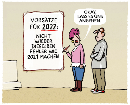 Cartoon: Auf eine neues... (medium) by markus-grolik tagged 2022,vorsaetze,plaene,vorsatz,mann,frau,gewohnheiten,beziehung,pandemie,deutschland,2021,2022,vorsaetze,plaene,vorsatz,mann,frau,gewohnheiten,beziehung,pandemie,deutschland,2021