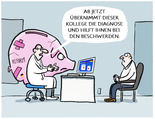 Cartoon: Warken-Reform... (medium) by markus-grolik tagged warken,gesundheitsreform,patienten,sparen,gesundheitsystem,deutschland,medizin,aerzte,krankenkassen,kliniken,kosten,gesundheit,sparmassnahmen,reform,warken,gesundheitsreform,patienten,sparen,gesundheitsystem,deutschland,medizin,aerzte,krankenkassen,kliniken,kosten,gesundheit,sparmassnahmen,reform