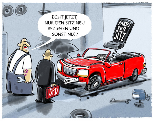 Cartoon: Werkstattgespräch (medium) by markus-grolik tagged spd,nahles,parteivorsitz,vorstand,ruecktritt,scholz,scheswig,berlin,groko,merkel,spd,nahles,parteivorsitz,vorstand,ruecktritt,scholz,scheswig,berlin,groko,merkel