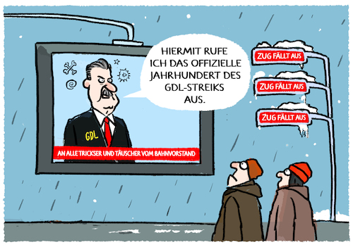 Cartoon: Wieder neue Bahnstreiks... (medium) by markus-grolik tagged weselsky,bahnstreik,weihnachtsfrieden,osterhase,deutschland,deutsche,bahn,gdl,warnstreiks,streik,warnstreik,lokfuehrergewerkschaft,lohnerhoehung,fahrgastverband,gewerkschaft,fahrgäste,inflation,zugausfälle,weselsky,bahnstreik,weihnachtsfrieden,osterhase,deutschland,deutsche,bahn,gdl,warnstreiks,streik,warnstreik,lokfuehrergewerkschaft,lohnerhoehung,fahrgastverband,gewerkschaft,fahrgäste,inflation,zugausfälle