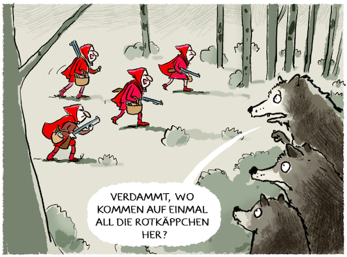 Cartoon: Wolf und Mensch... (medium) by markus-grolik tagged wolf,wildtiere,wald,natur,mensch,abschuss,jaeger,deutschland,freizeit,lebensraum,wölfe,rotkäppchen,wolf,wildtiere,wald,natur,mensch,abschuss,jaeger,deutschland,freizeit,lebensraum,wölfe,rotkäppchen