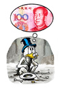 Cartoon: Dollar meets yuan (small) by markus-grolik tagged china usa amerika vereinigte staaten finanzen finanzmarkt staatsanleihen geld kohle macht kraefteverteilung international