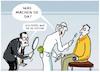 Cartoon: Jens testet... (small) by markus-grolik tagged jens,spahn,testzentren,deutschland,betrug,steuergeld,pandemie,bereicherung,gier,testen,schnelltest