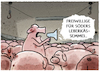 Cartoon: Leberkäs statt Tofu-Tümelei... (small) by markus-grolik tagged bundeslandwirtschaftsminister,alois,rainer,bauernverband,lobby,bayern,csu,soeder,ernaehrung,metzger,konsum,schnitzel,leberkäs,fleisch,vegan,fleischlos,tierhaltung,schweine,schweinefleisch,tofu,vegetarisch,söder