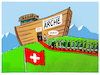 Cartoon: Schweizer Finanzexil.. (small) by markus-grolik tagged schweiz,ukraine,krieg,russland,putin,oligarchen,vermoegen,geld,neutralitaet,europa,sanktionen,arche