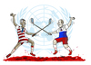 Cartoon: ..selfie-duell.. (small) by markus-grolik tagged putin,ny,un,resolution,kongress,obama,unted,nations,veto,syrienkrieg,konflikt,lösung,russland,präsident,usa,annäherung,rivalität
