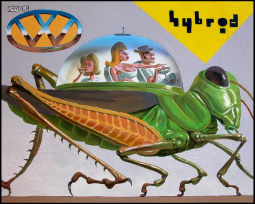 Cartoon: hybrid (medium) by greg hergert tagged greg,hybrid,volkswagen,grasshopper,green,germany