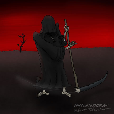 Cartoon: Dark reaper (medium) by Mandor tagged dark,reaper,death,leg,off