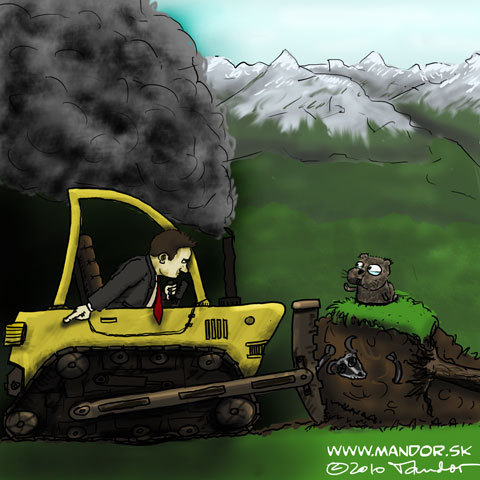 Cartoon: Nature vs Developers (medium) by Mandor tagged nature,tatry,slovakia,developers
