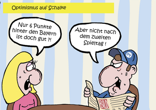 Cartoon: Optimismus auf Schalke (medium) by Lelle tagged schalke,s04,niederlage,schlechter,saisonstart,bundesliga,lelle,cartoons,fussball,fußball