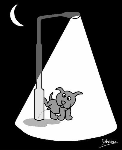 Cartoon: a guiding light (medium) by Thamalakane tagged streetlight,dog