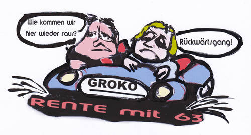 Cartoon: festgefahren (medium) by reflector tagged groko,rente,spd,cdu