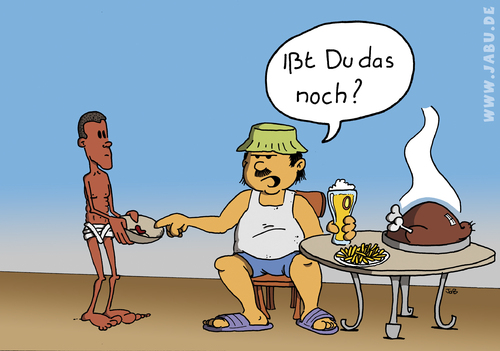 Cartoon: Gier (medium) by Bruder JaB tagged wettbewerb,arm,reich,gier,hunger,satt,völlerei