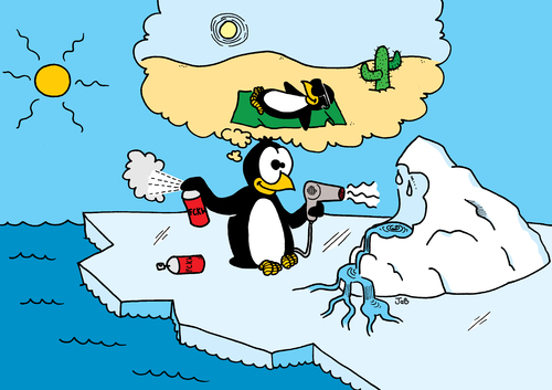 Cartoon: sonnige Aussichten für Pinguine (medium) by Bruder JaB tagged pinguin,südpol,klimawandel,fckw