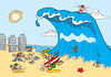Cartoon: große Welle (small) by Bruder JaB tagged tsunami welle klimawandel surfen katastrophe