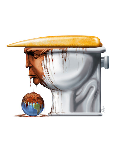 Cartoon: Trump (medium) by ricearaujo tagged trump,shithole