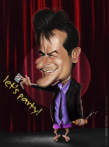 Cartoon: Charlie Sheen (medium) by jaime ortega tagged charlie,sheen