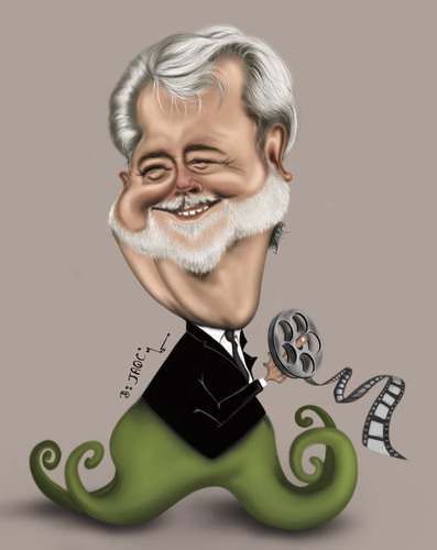 Cartoon: George Lucas (medium) by jaime ortega tagged george,lucas,director,stars,wars