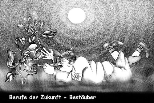Cartoon: Bestäuber (medium) by petwall tagged insektensterben,umwelt,zerstörung,beruf,zukunft,dummheit,gier,arbeitsmarkt