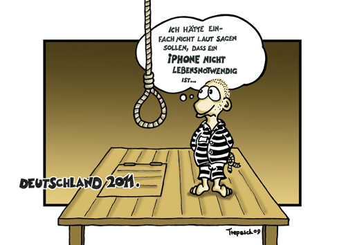 Cartoon: 2011 (medium) by Marcus Trepesch tagged iphone,death,execution,hanging,cartoon