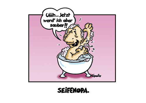 Cartoon: Seifenopa (medium) by Marcus Trepesch tagged soap,opera,old,people,cartoon,comic,washing