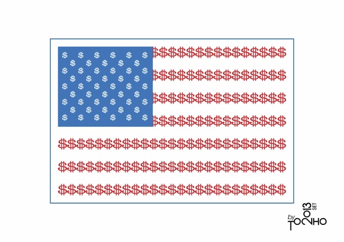 Cartoon: EUA (medium) by Tonho tagged eua,dolar,flag