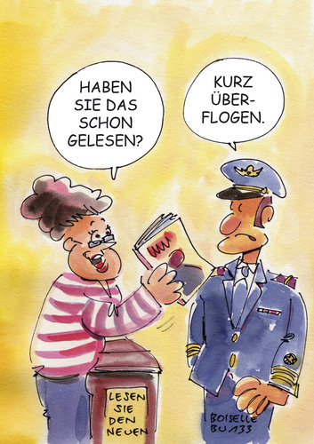 Cartoon: Überflogen (medium) by Boiselle tagged steffen,boiselle,bücher,zum,lachen