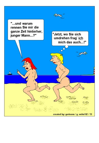 Cartoon: Strandleben auf Sylt (medium) by gert montana tagged sylt,strandleben,gertoons,fkk,nackt,meer,schwein,urlaub,freizeit,freizeitgestaltung