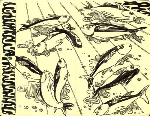 Cartoon: Fish out of water (medium) by rudat tagged moleskine,sketchbook,fish,water
