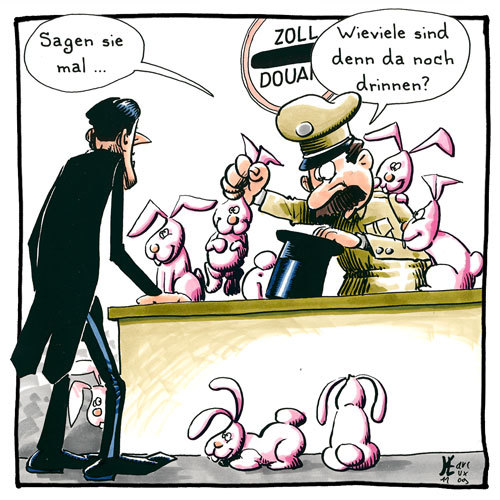 Cartoon: Zu verzollen (medium) by luxcartoons tagged zauberer,häschen,zoll,reise
