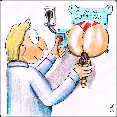 Cartoon: Soft-Eis-Automat (medium) by Storch tagged arsch,eis,automat,knopfdruck