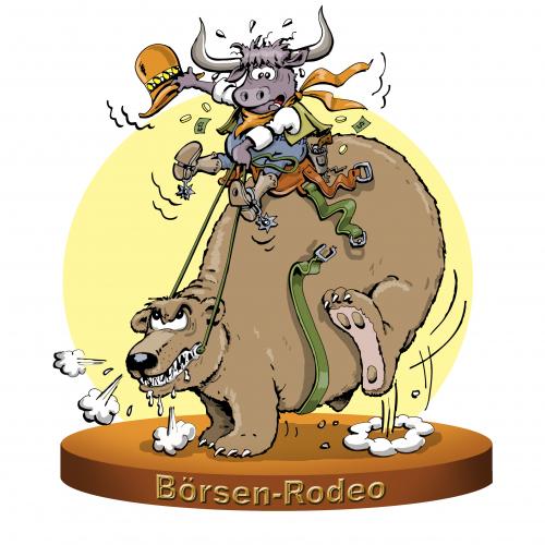 Cartoon: Börsenrodeo (medium) by schuppi tagged börse,aktien,baisse,bulle,bär,rodeo,western,aktienkurs,inidzes,hausse,reiten,cowboy,börse,rodeo,aktie,bulle,cowboy,texas,western,aktienkurs,baisse,hausse,bärenmarkt,bullenmarkt,reiten,bär,boom,crash,krise,börsencrash,börsenkrise,dax,geld,wechselkurs,anstieg,abstieg,wertpapier,spekulation,konjunktur,börsenkrach,kapitalanleger,kapital,rezession,finanzmarkt,gewinne,makler,devise,preisbildung,derivate,frankfurter börse,frankfurter