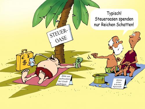 Cartoon: steueroase (medium) by schuppi tagged oase,steueroase,finanzen,steuergeld,schatten,reich,oase,steuer,finanzen,schatten,reich,geld,abgaben,gerechtigkeit,spende,arm,nachteil,vorteil,palme,strand,urlaub,schlafen