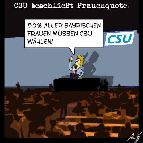 Cartoon: Frauenquote (medium) by Anjo tagged csu,frauenquote,parteitag,gleichberechtigung
