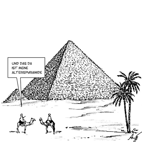 Cartoon: Pyramide (medium) by Anjo tagged alterspyramide,gipfel,demographie,pyramide,alter,alter,pyramide,dempgraphie,gipfel,alterspyramide