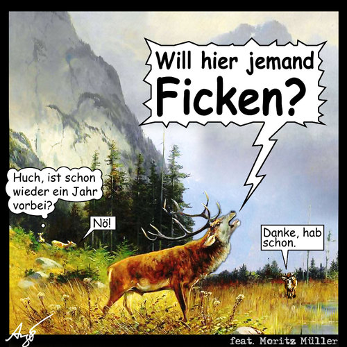 Cartoon: Röhrender Hirsch (medium) by Anjo tagged erotik,frühling,tiere,brunst,röhrender,hirsch